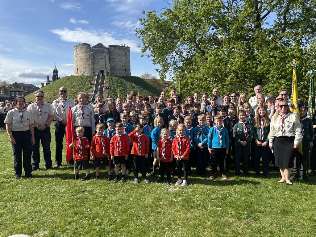 1st Copmanthorpe Scouts in front of Clifford's Tower, York